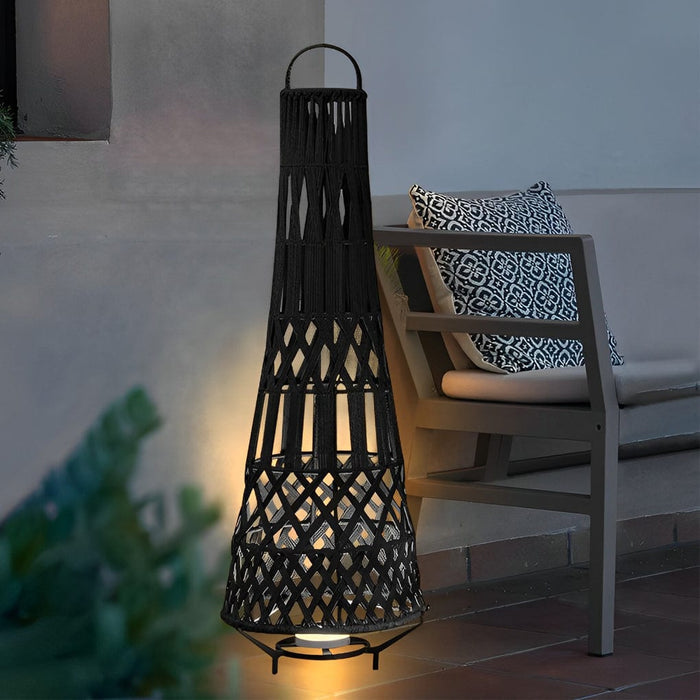 Black Rope Solar Tribal Floor Lamp Rechargeable Waterproof Portable Standing Lamp