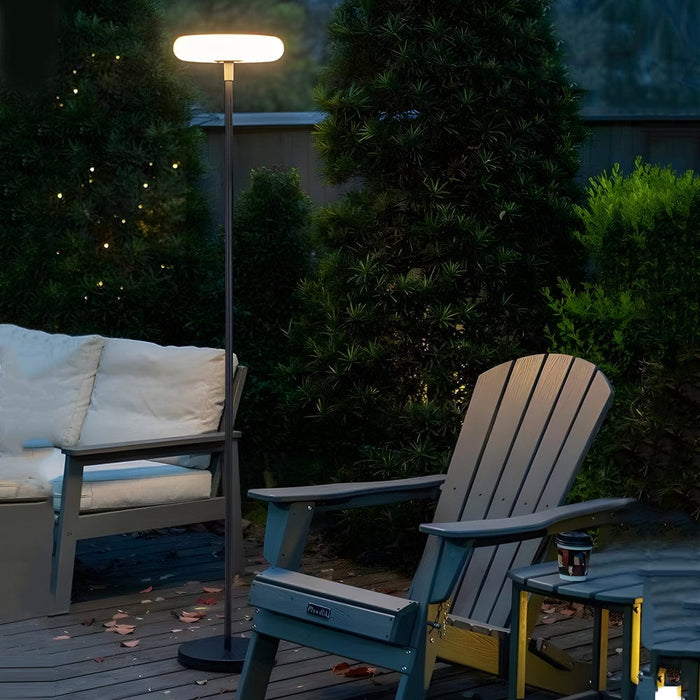 Modern Steel Strip Solar/USB Outdoor Floor Lamp: 68'' Waterproof LED Standing Light