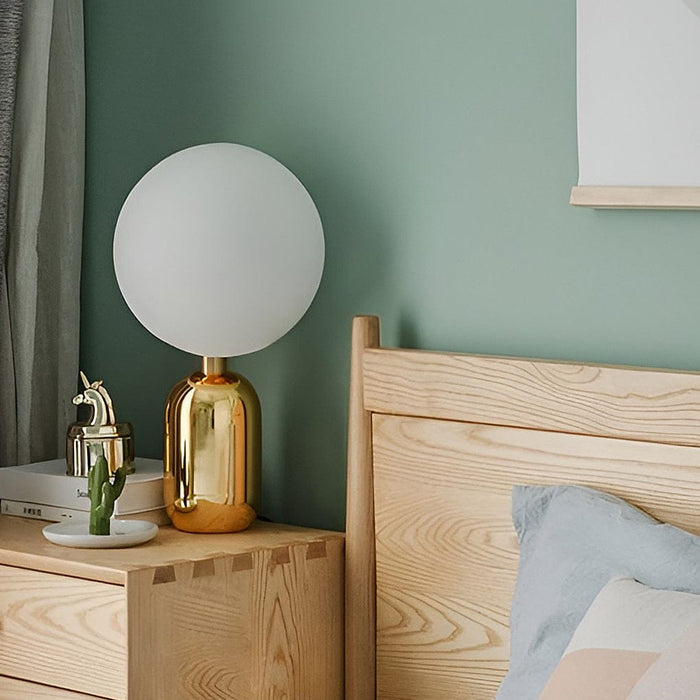 1-Light Hand Blown Glass Aballs Table Lamp Electroplate Nordic Bedside Light