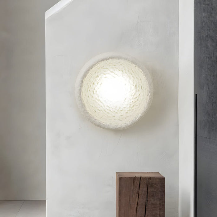 Japanese White Round 1-Light Wall Sconce. 3 Sizes