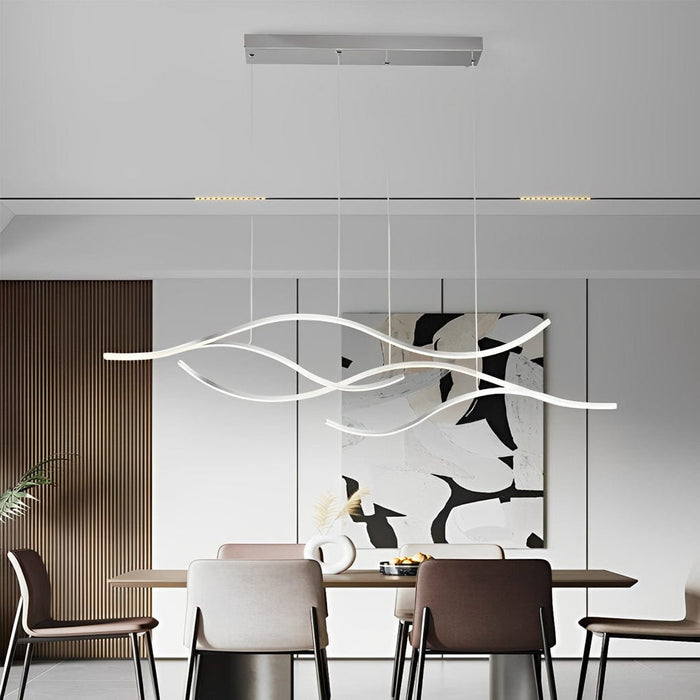 Modern Waves Shaped Island Chandelier Dining Room