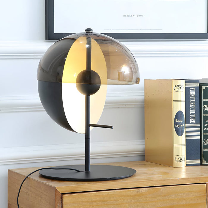 Theia Table Lamp with Vertical Semi-Sphere and Horizontal Smoked Shade
