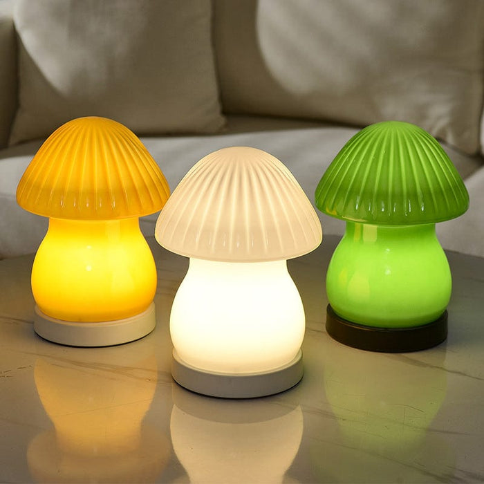 Glass Mushroom Kids' Table Lamp On/Off Switch  3 Step Dimming Night Light