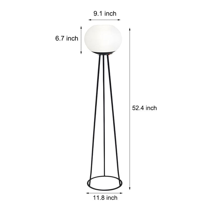 52.4 in. White PE Globe LED Solar Outdoor Standing Floor Lamp