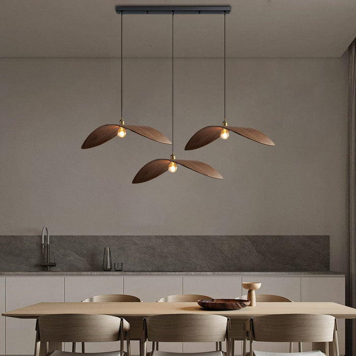 Wabi-Sabi Creative Walnut Wood Leaf Hardware Retro Minimalist Chandelier