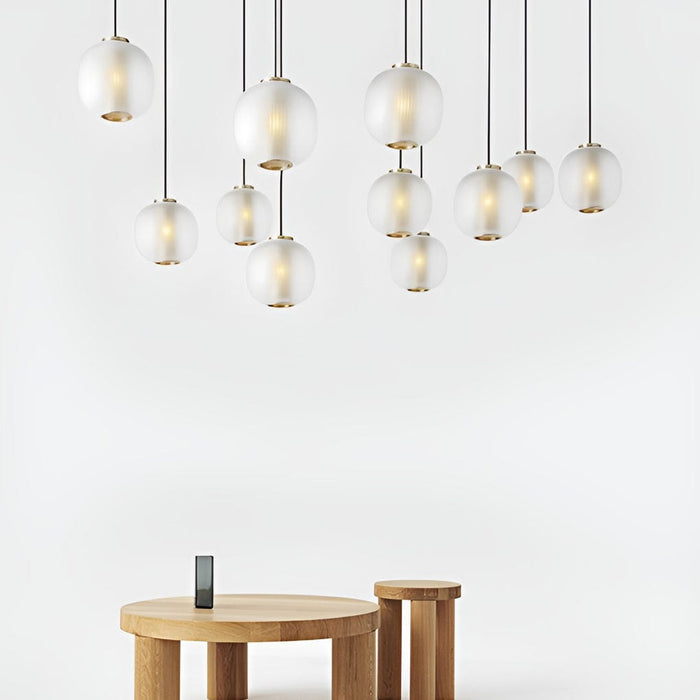 Round Lantern Shaped Glass LED Modern Pendant Light Hanging Ceiling Lights