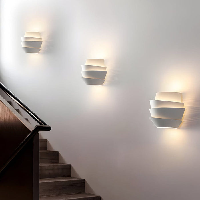 Minimalist Layers Half Cylinder Iron 2-Light Wall Sconce - White