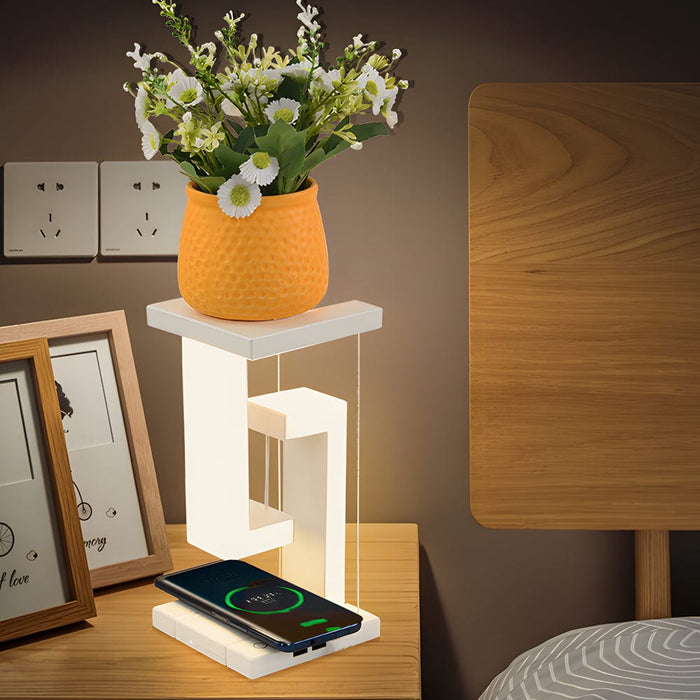 Plastic Floating Anti Gravity Table Lamp Wireless Charging LED Desk Lamp