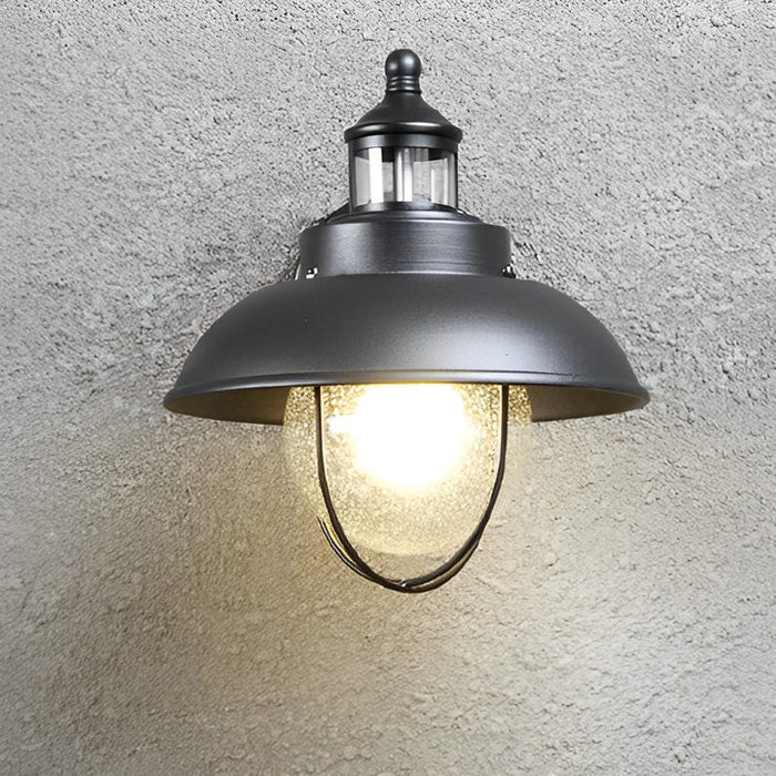 Antique Round Iron Bubbles Glass American Style Outdoor Wall Lights
