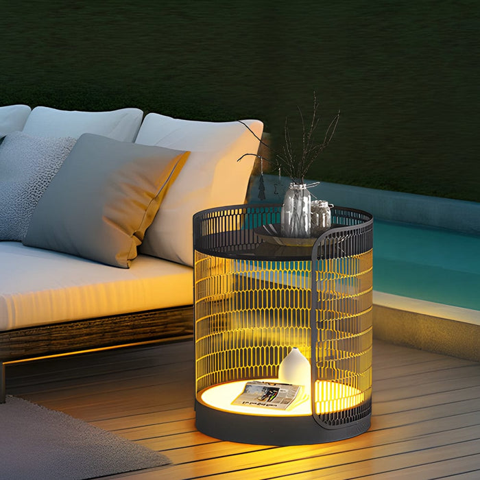 19'' LED Hardwired/Solar Powered Outdoor Floor Lamp Exterior Lantern