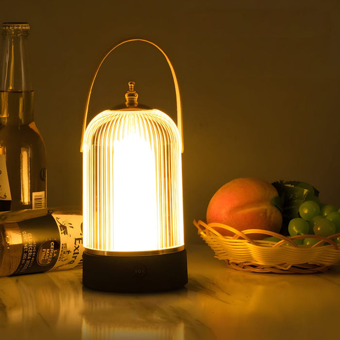 Portable Acrylic Cage Table Lamp LED Warm Desk Lantern