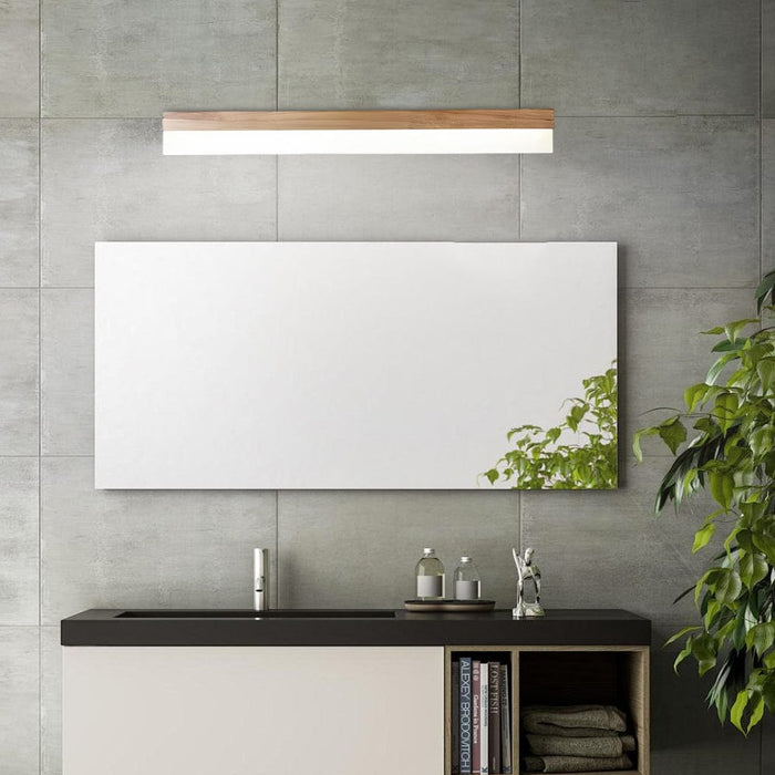 Wooden LED Vanity Mirror Light with Acrylic Shade - Bathroom Wall Lamp