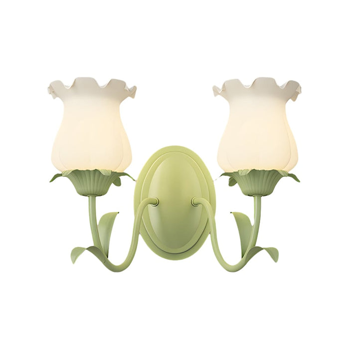1/2 Lights Flowers Glass Three Step Dimming Green Modern Wall Lights Indoor