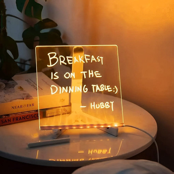 Acrylic DIY Led Handwriting Note Board With Pen Luminous Message Writing Night Light