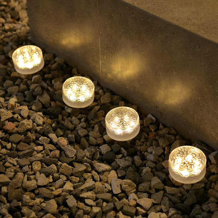 4 Pcs Round Acrylic Ice Bricks LED Waterproof Modern Solar Brick Lights