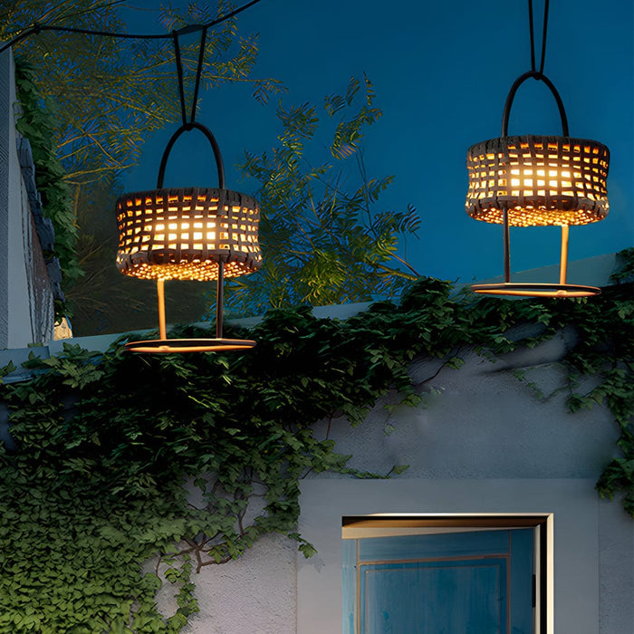 Portable Atmosphere Woven Lantern Waterproof LED Modern Solar Lights