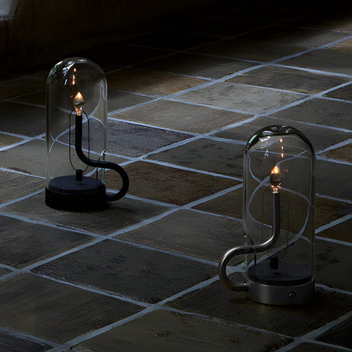 Clear Glass Dome Shaped Portable Cordless HYMN Table Lamp Candlestick Desk Ambient Lamp