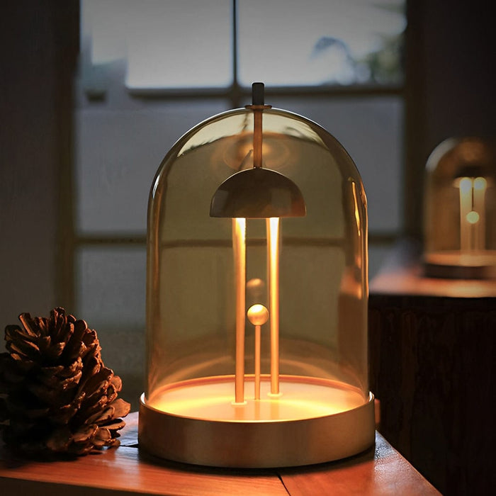 DIY Cylindrical Dome Detachable Glass Table Lamp Battery Touch Dimming Decorative Ambient Light