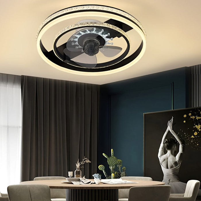 20'' Circular LED Modern Flush Mount Ceiling Fan with Lights