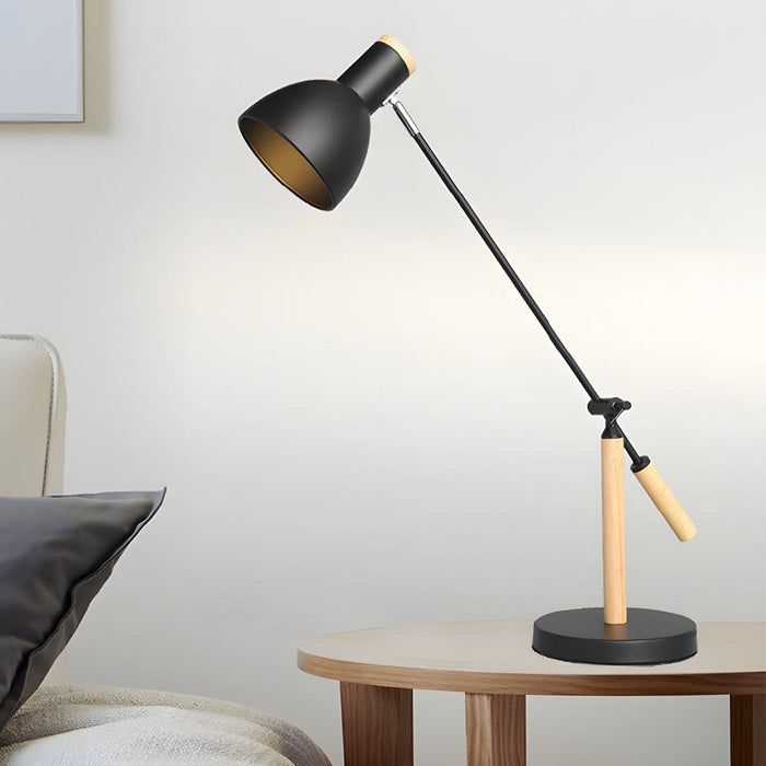 Rotatable Wood Metal Reading Table Lamp