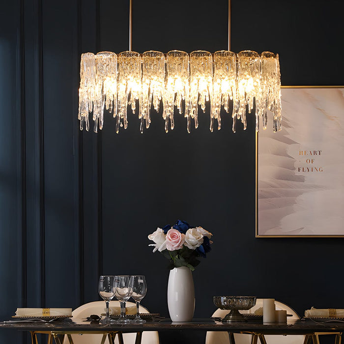 7/10-Light Luxury Glass Decor Icicles Droplet Crystal Chandelier. 3-Step Dimming