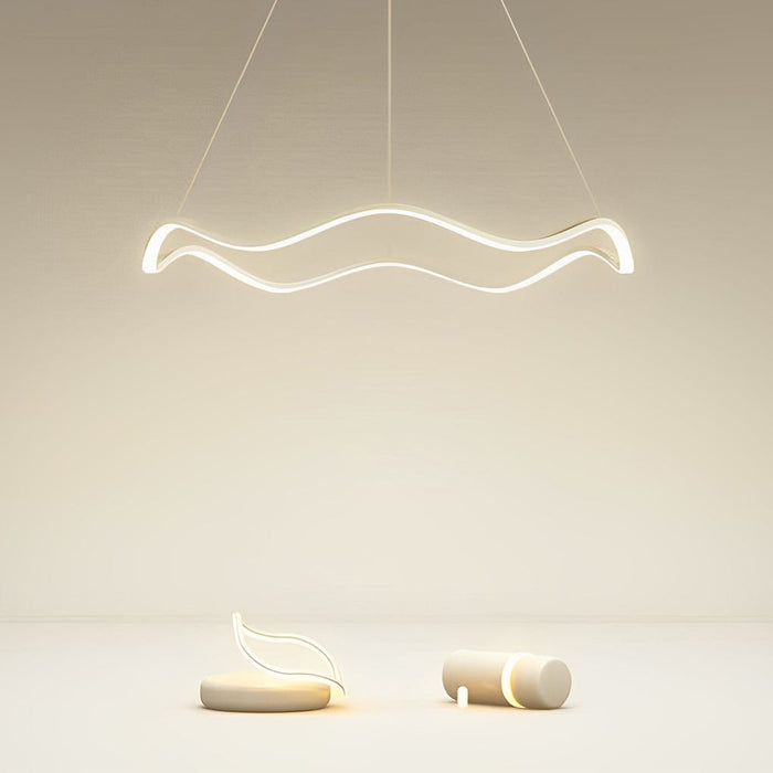 Circular Wavy LED Stepless Dimming Modern Chandelier Hanging Ceiling Lamp