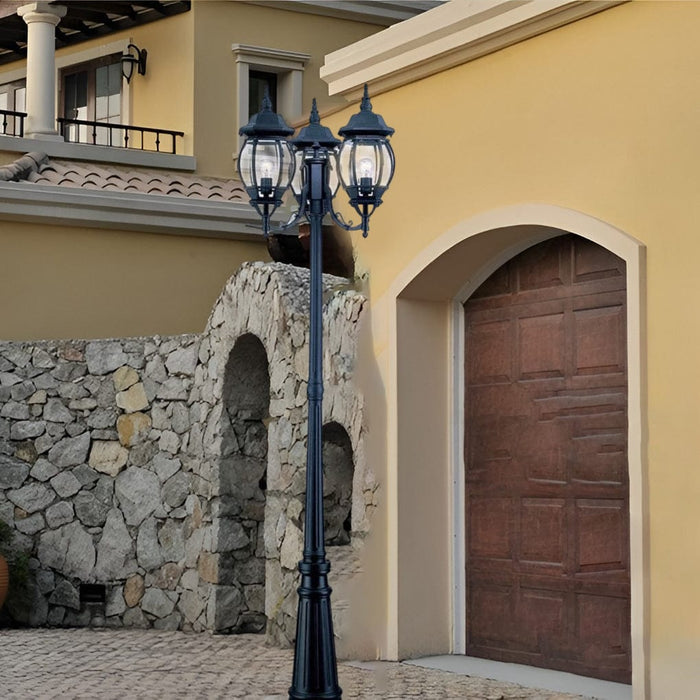 Waterproof 3 Lights Black European Style Garden Lamp Post Lights