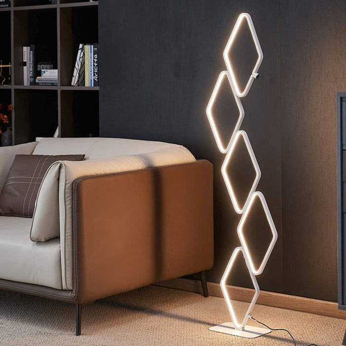 Aluminum 5 Diamond Shaped Hollow Floor Lamp LED Warm White Standing Lamp