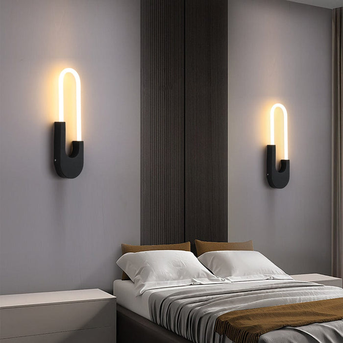 Modern Indoor Oval LED Wall Sconces - 16'' H. Gold/Black
