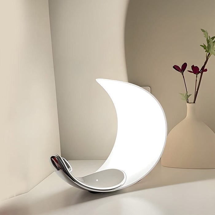 Aluminum Curved Moon Shaped Curl D76 LED Table Lamp Touch Dimming Desk Lamp