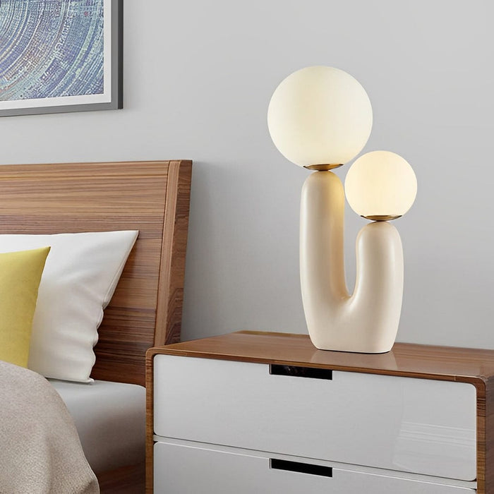 2-Light Pink Resin Smooth Oo Table Lamp Cactus LED Bedside Light