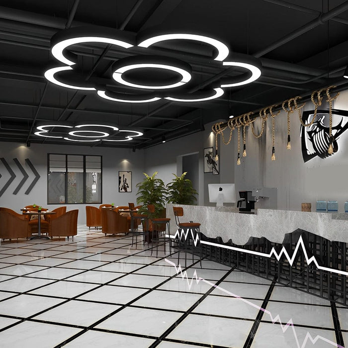 2 Pcs Arc Semicircle LED Simplicity Metal Black Industrial Style Pendant Lights