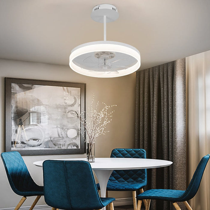 Round Mute Intelligent LED Creative Nordic Bladeless Ceiling Fans Light
