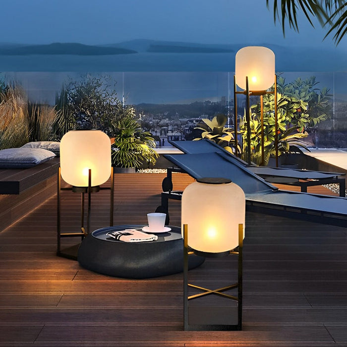 Lantern Design Waterproof LED Modern Solar Outdoor Floor Lamp Standing Lamp