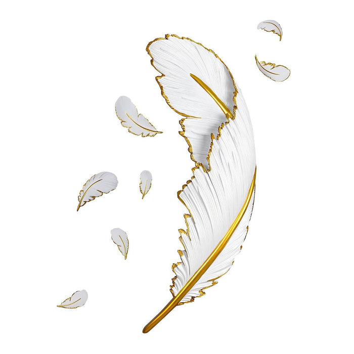 Creative Resin Feathers 3D Decor LED Dimmable White Wall Sconces Light