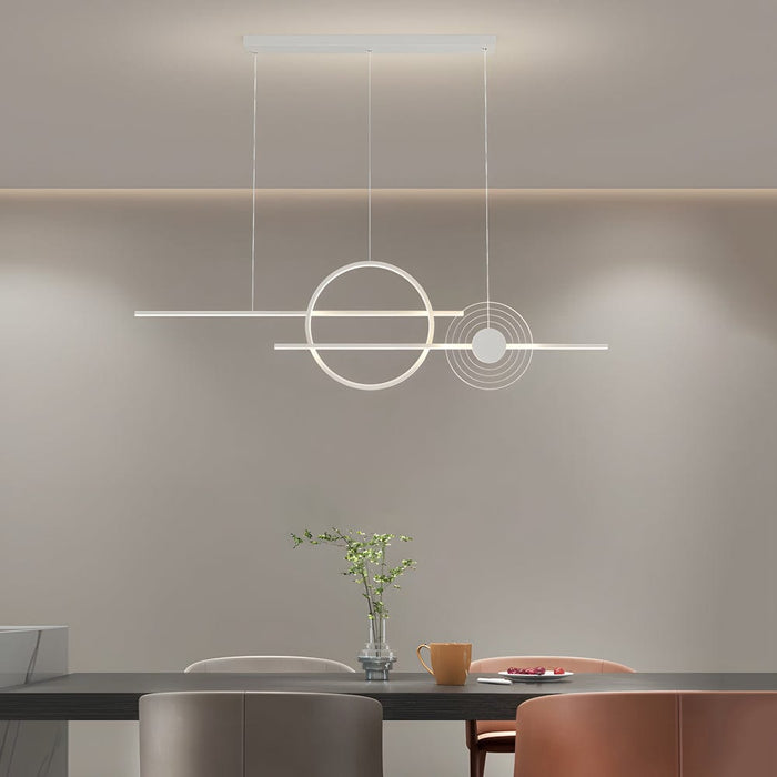 39.4'' Dimmable Ring Linear LED Island Chandeliers for Dining Room. Black/White