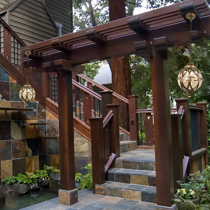 Waterproof Aluminum Glass Ball European-style Outdoor Chandelier Light