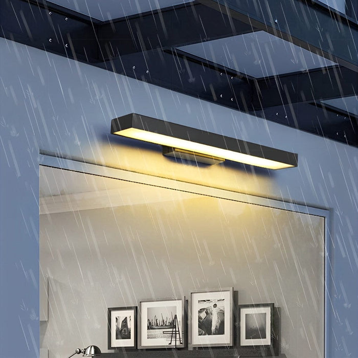 Rectangular Minimalism Waterproof Motion Sensor Black Modern Wall Lamp