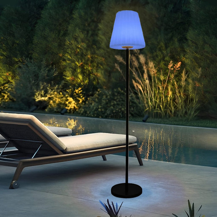 60'' Waterproof Minimalist Intelligent LED Solar Floor Lamp with Remote Outdoor Cone Standing Light