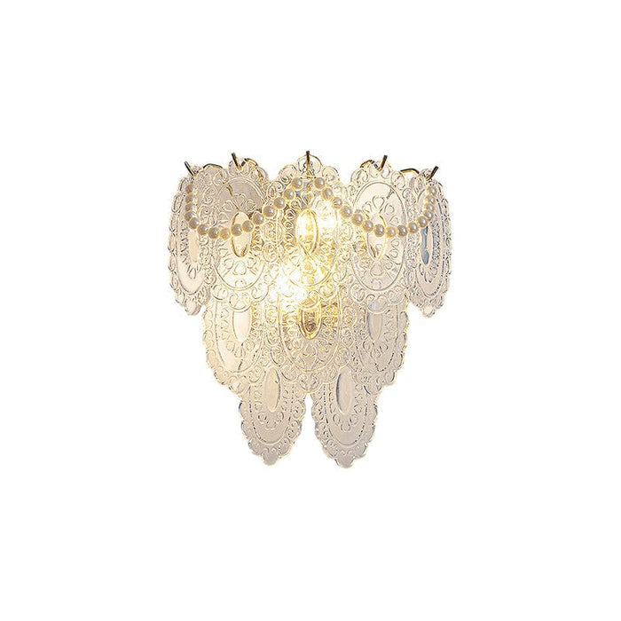 Glass Leaves Feathers Luxury Three Step Dimming French Style Wall Lamp