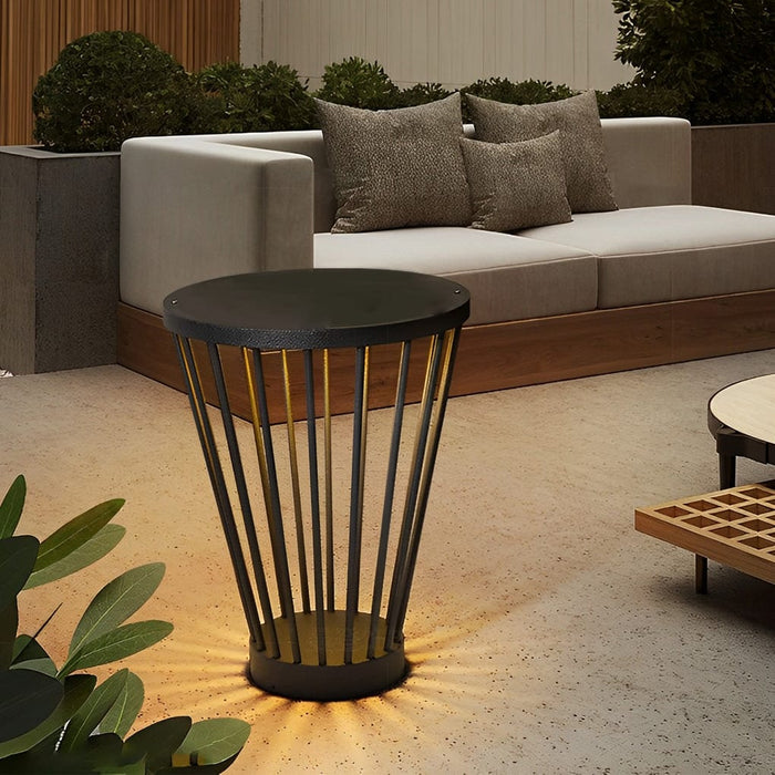 19.5'' Stainless Steel Black Floor Lamp Round Tea Table Outdoor Waterproof Standing Lamp