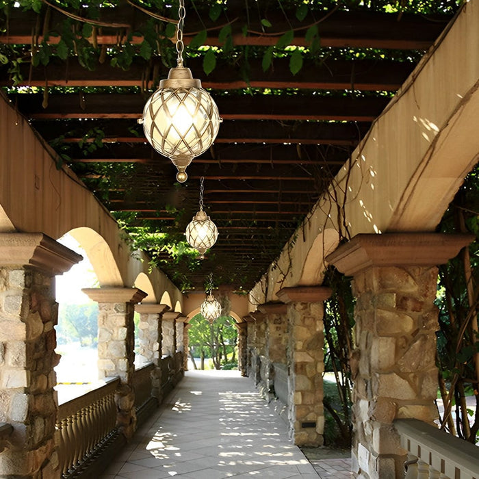 Waterproof Glass Ball Retro European Style Outdoor Chandelier