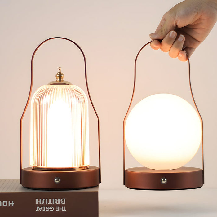 Portable Handle Lantern Table Lamp Built-in LED 3-way Dimmable Lighting