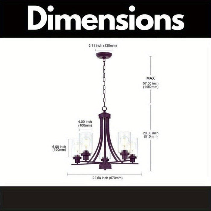 5-Light Rustic Pendant Light, Traditional Industrial Vintage Hanging Pendant Light for Living Room Dining Room Kitchen Island-ErisView