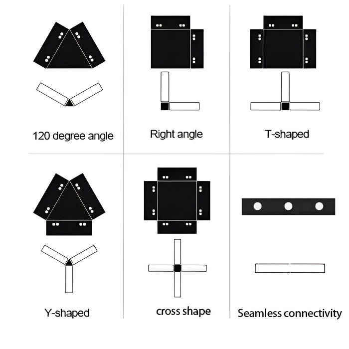 Linear Light Connector Accessories - Aluminum Pendant Office Lighting / Multi-Shape Design, Seamless Integration
