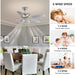 50 in. Chrome Crystal Ceiling Fan with Lights, Vintage Ceiling Fans Chandelier with Remote, 5 Reversible Wood Blades Fandelier for Bedroom Living Room-2-ErisView