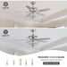 50 in. Chrome Crystal Ceiling Fan with Lights, Vintage Ceiling Fans Chandelier with Remote, 5 Reversible Wood Blades Fandelier for Bedroom Living Room-4-ErisView