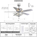 50 in. Chrome Crystal Ceiling Fan with Lights, Vintage Ceiling Fans Chandelier with Remote, 5 Reversible Wood Blades Fandelier for Bedroom Living Room-6-ErisView