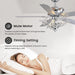50 in. Chrome Crystal Ceiling Fan with Lights, Vintage Ceiling Fans Chandelier with Remote, 5 Reversible Wood Blades Fandelier for Bedroom Living Room-8-ErisView