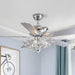 50 in. Chrome Crystal Ceiling Fan with Lights, Vintage Ceiling Fans Chandelier with Remote, 5 Reversible Wood Blades Fandelier for Bedroom Living Room-1-ErisView
